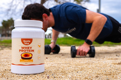 Whey Protein Quota Vita gust crema catalana, vista de detall